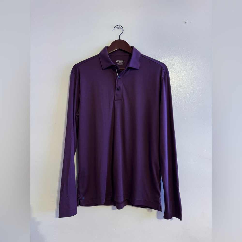 UNTUCKit Purple Polo Shirt Classic Long Sleeve